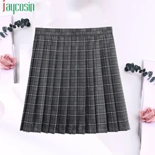 Летняя короткая женская простая свободная клетчатая юбка с высокой талией, Женская юбка размера плюс, повседневные плиссированные вечерние мини-юбки большого размера