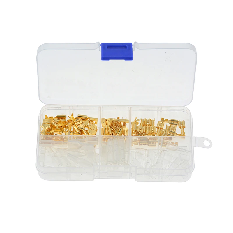 

120PCS/box Gold Insulated Wire Connector Electrical Wire Crimp Terminals 2.8 4.8 6.3mm Spade Connectors Assortment Kit