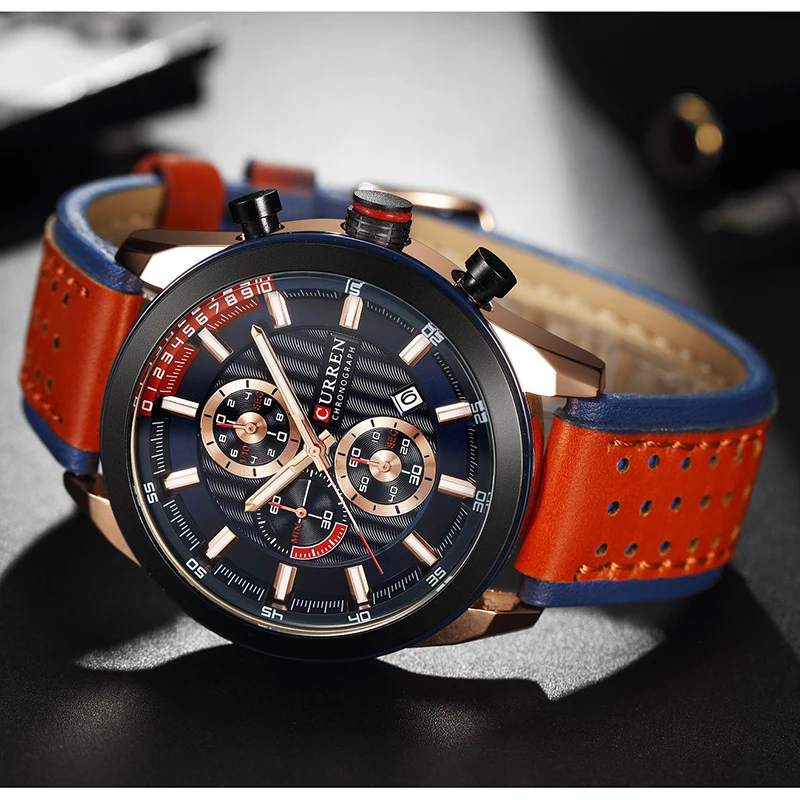

2019 Luxury Quartz Men's Watch Leather Sports Waterproof Watch Men Erkek Kol Saati Male Clock CURREN Montre Homme