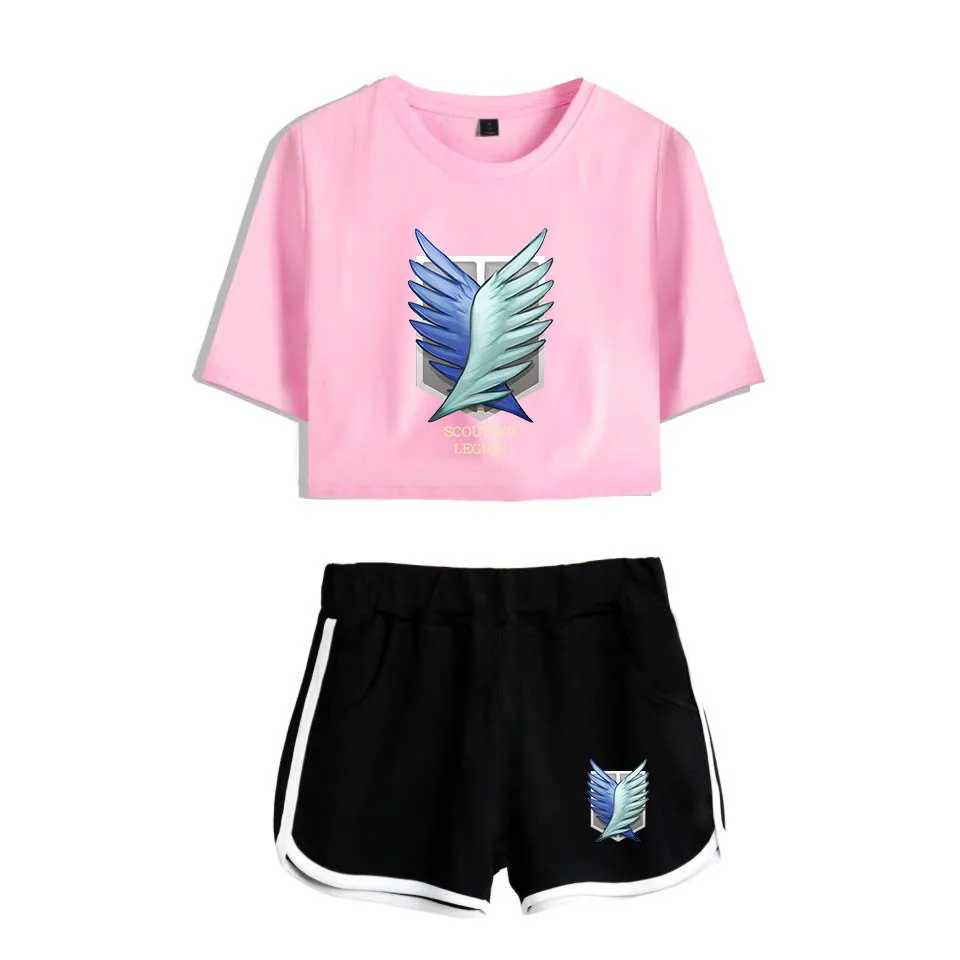 COSREA Attack On Titan Cosplay Costume Survey Corps Logo Short Sleeve Shirt Sport Suits Girls Tees Shorts T Running Sets Women -Zentai shop online H0c0be2e984984392a22e532f86578769t.jpg