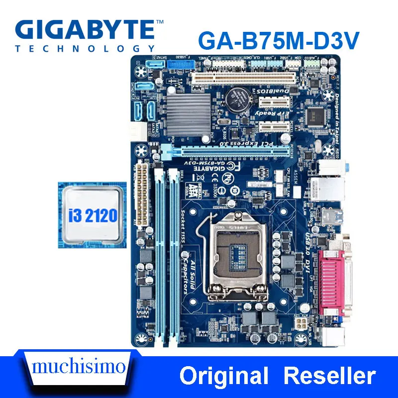 Оригинальная Материнская плата Gigabyte GA-B75M-D3V LGA 1155 DDR3 B75M-D3V 16GB USB2.0 USB3.0 B75 Desktop Intel Core i3