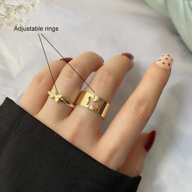 Gold Twist Pearl Pearl Rings Set Fashion Geometric Hollow Crystal Ring For Women Heart Joint Rings Boho Jewelr Accessories