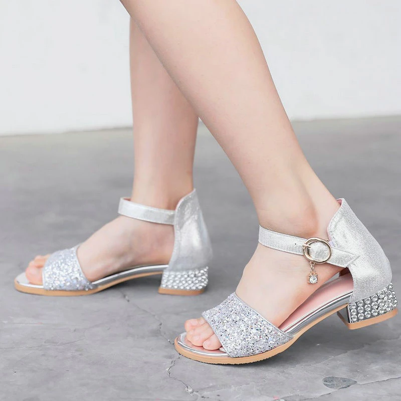 sparkly sandals low heel