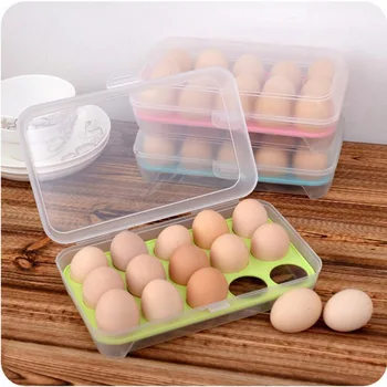 

Kitchen 15 Lattice Egg Box Refrigerator Freshness Box Portable Picnic Egg Storage Box Plastic Egg Box Egg Box
