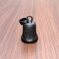 Punk Stainless Steel Black Plated "Helm Of Awe" And "Viking Vegvisir" Viking Rune Compass Bell Pendant 1