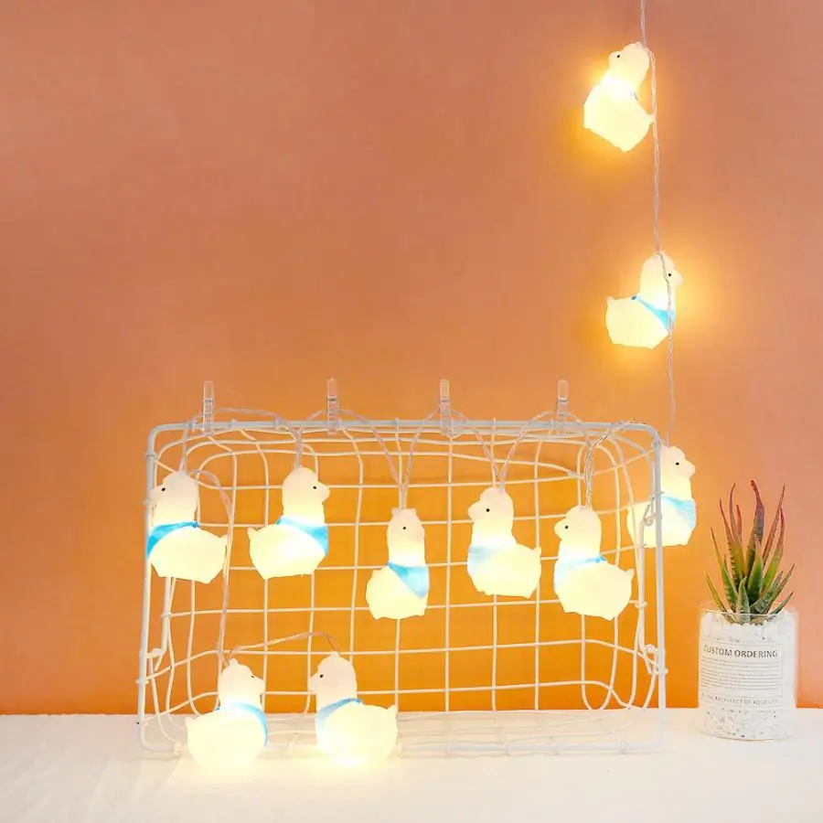

1.5M 10LED Light Strings Silicone Cute Alpaca Shape Night Light String Decoration Lamp For Children Room Christmas Decoration