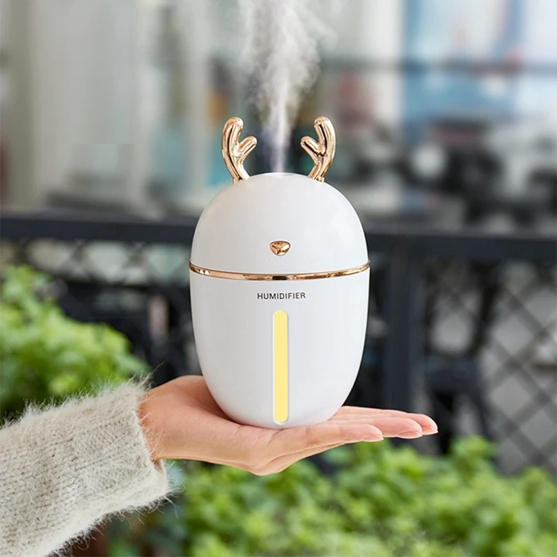  Cute Deer USB Humidifier With LED Night Light Mute Humidifier For Car Portable Hydrating Humidifier