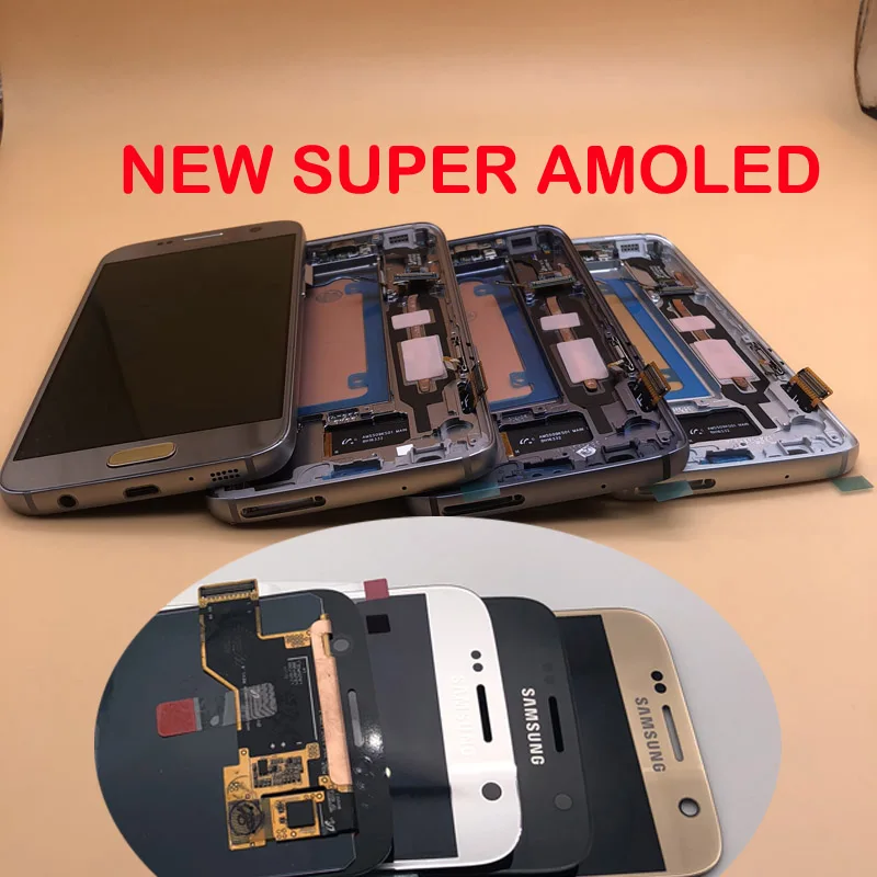 Новый AMOLED 5 1 ''ЖК-дисплей с рамкой для SAMSUNG Galaxy S7 G930 G930F G930A G930V сенсорный экран