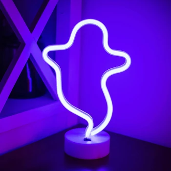 

Halloween Party Desktop Bedroom Durable USB Powered LED Sign Wall Hanging Kids Room Neon Night Light Table Decoration Plastic