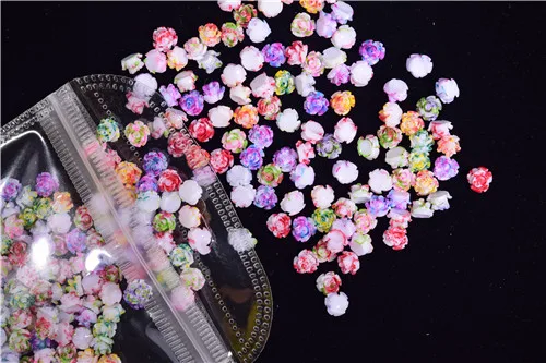 100pcs/Bag 6mm Colorful Flower Resin Stone Nail Charms Jewelry 3D Nail Art Decoration Cellphone Decoration Beauty Supplies ZCF10 ZCF14-100pcs