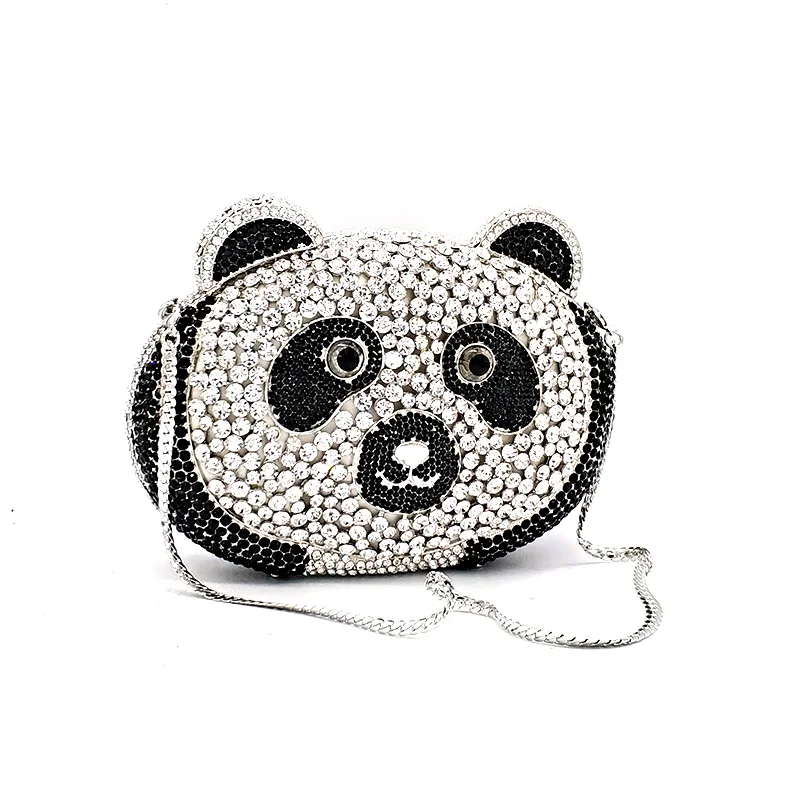 

Кошелек женский вечерний с кристаллами, с изображением животных, птиц, Кристальный медвежонок