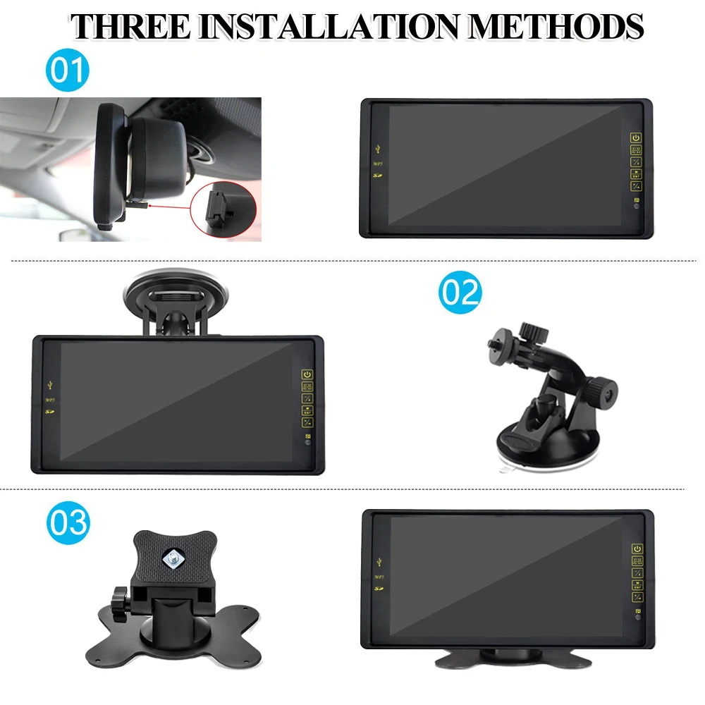 JIEPIE Backup Camera 9 MP5 Big Screen Mirror Monitor Kit System for Trucks Trailers IP68K Waterproof Reversing camera Monitor