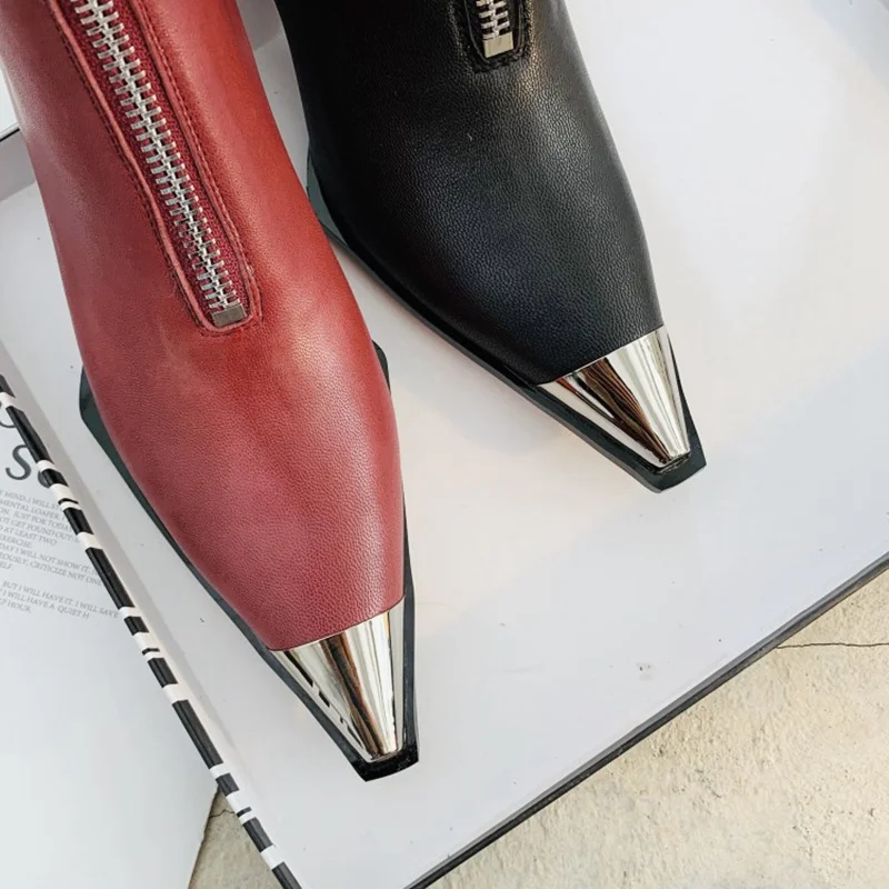 ORCHA LISA/брендовые пикантные ботильоны из натуральной кожи; женские вечерние свадебные туфли с острым носком на странном каблуке, на молнии; bottine femme