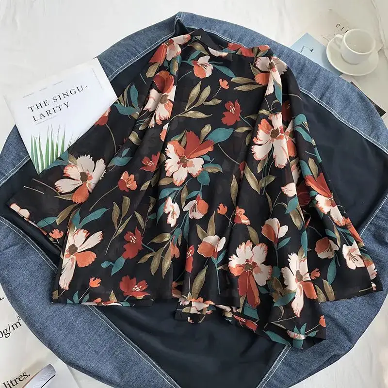 summer Chiffon Cover-ups ladies floral shirts blouses bohemia scarfs Beach Wear Kimono Dress For Women Swimsuit 1