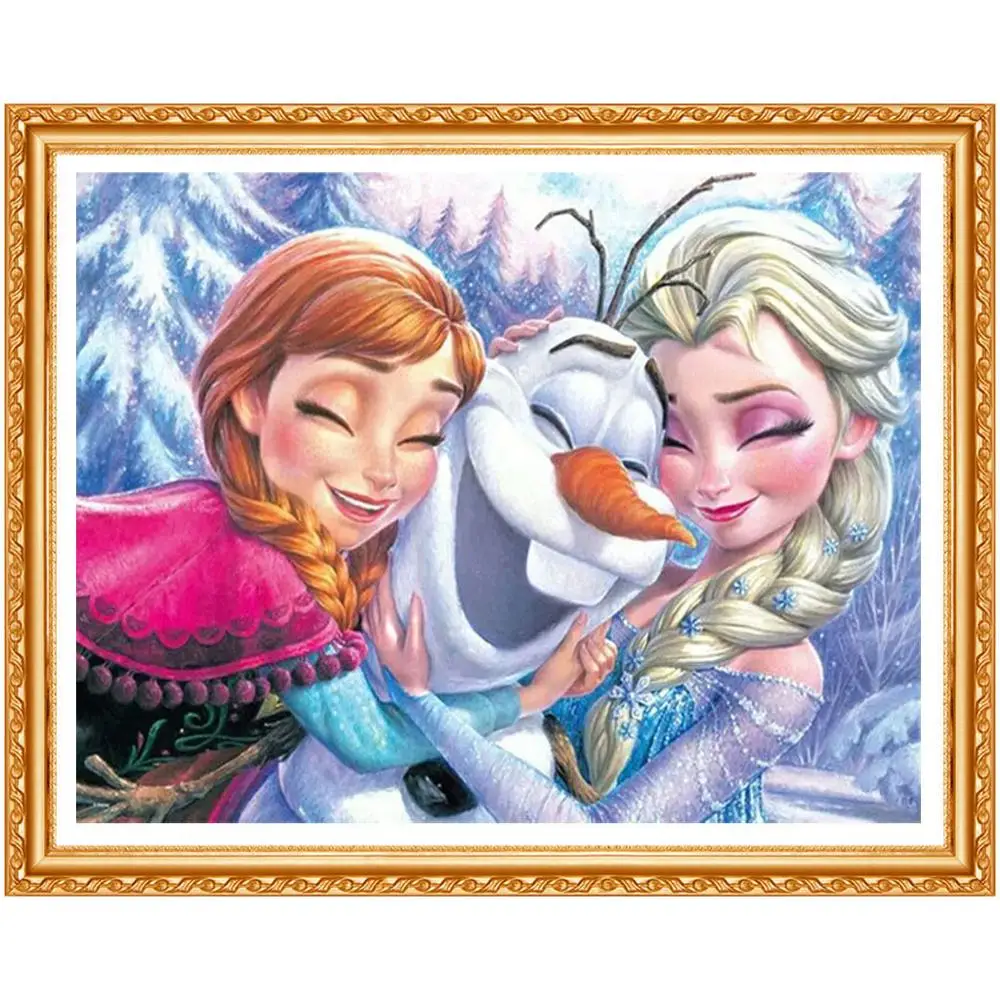 5D DIY Diamond Painting Cartoon Cross Stitch Full Round Embroidery ice Sister Elsa&ampAnna Mosaic Decor Gift | Дом и сад