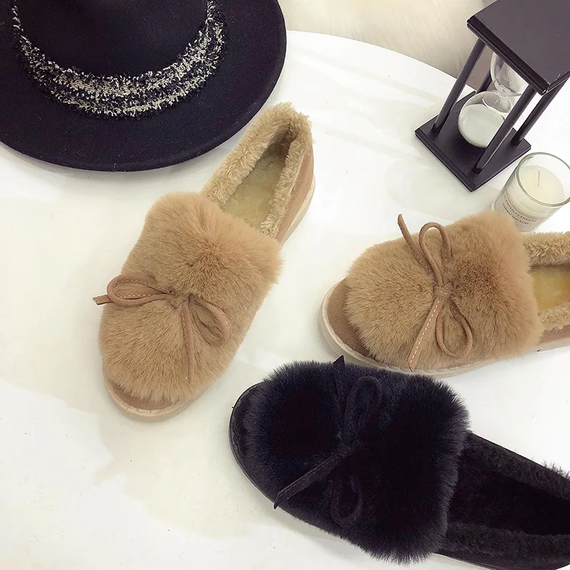 Г., новые стильные зимние ботинки женские модные простые однотонные теплые и удобные повседневные ботинки с украшением из плюша и бантиком