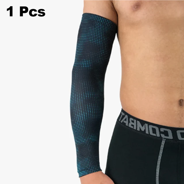 Sport Arm Warmers Non-Slip Cycling Arm Sleeve Elastic Compression Anti-Sunburn Long Sleeve Tennis Running Basketball Accessories Blue Arm Warmers