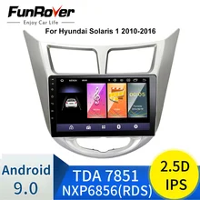 Funrover 2.5D+ ips Android 9,0 автомобильный dvd-плеер для Hyundai Solaris VERNA 2011-15 радио магнитола видео Gps wifi RDS USB аудио