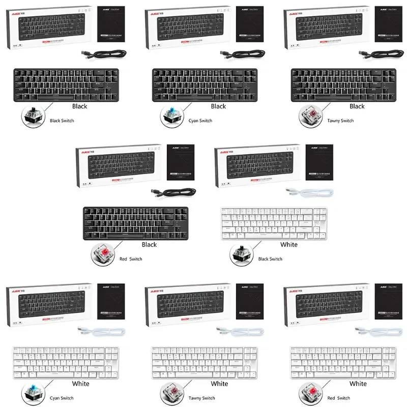 

Wired Bluetooth 68 Keys with Anti-ghosting Design Mechanical Keyboard for Ajazz