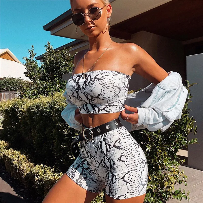 

Women Skiny Swimsuit Print Push Bandeau Bikini Set Two Piece Bathing Suit Shorts Swimwear Sexy Female Summer Beachwear Biquini