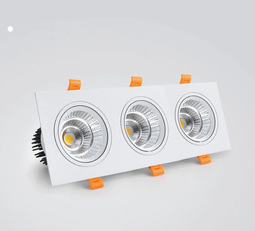 厂家直供三头方形射灯cob嵌入式led天花灯格栅灯斗豆胆灯可调角度---阿里巴巴-1688_02_19
