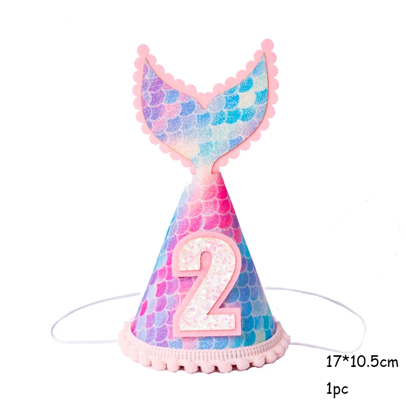 1 шт., шапки в виде короны на день рождения для детей 1, 2, 3 лет, шапки в виде хвоста русалки для первого дня рождения, вечерние шапки для новорожденных - Цвет: scale tail 2