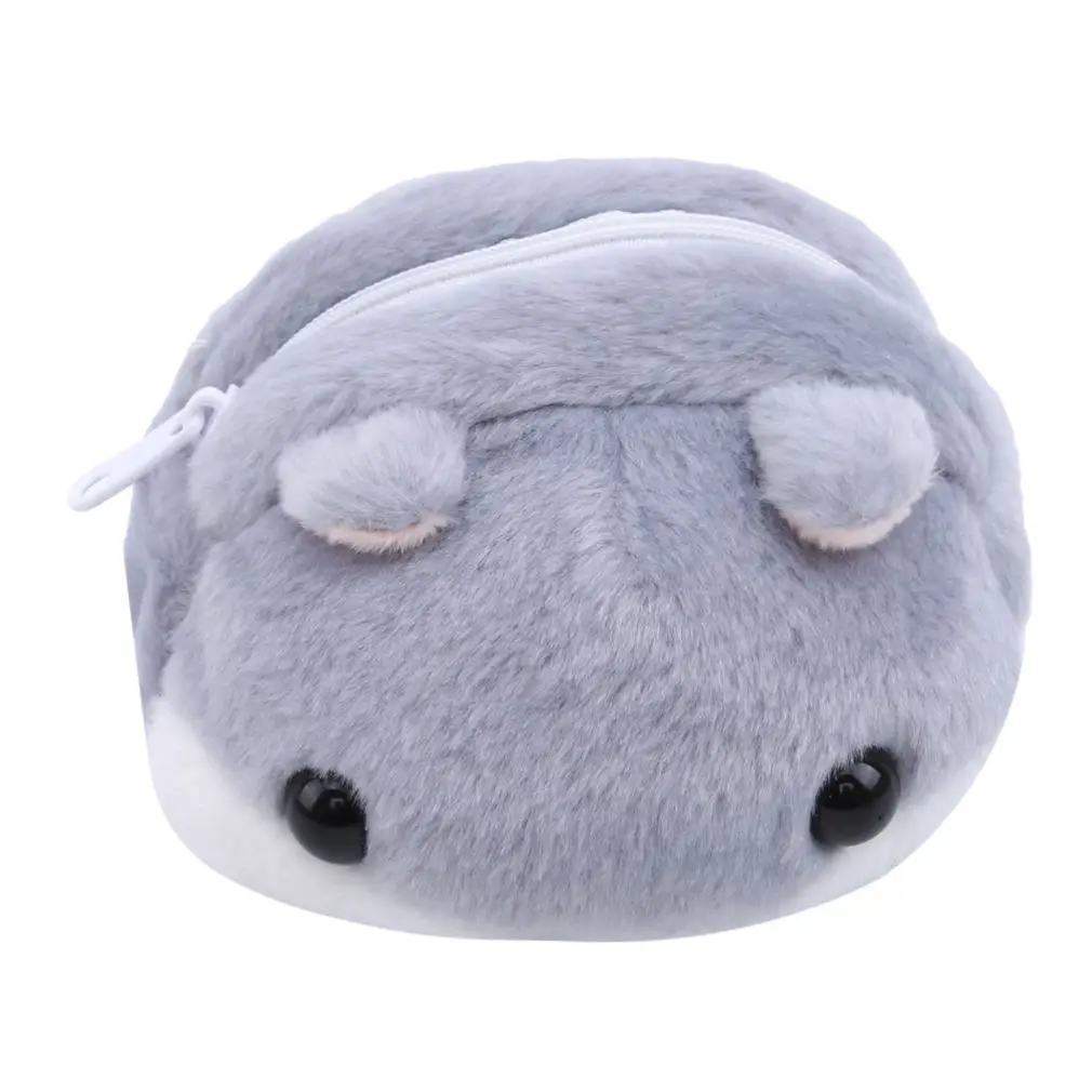 Kawaii кошельки для хранения денег для девочек женские мини милые размеры Хомяк Сумка через плечо портмоне японский стиль плюшевая сумка для мелочи - Цвет: Gray (no chain)