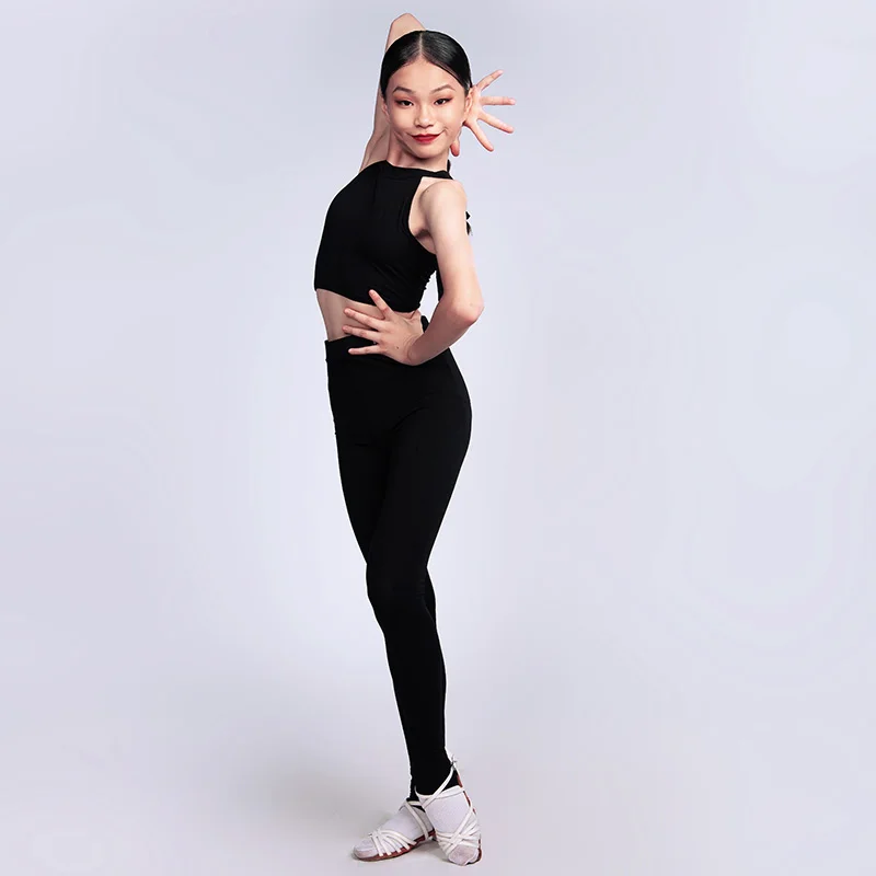 2020 Latin Dance Clothes Kids Black 