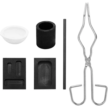 

6PCS Heat Resistant Smelting Gold Silver Furnace Kit Scrap Jewelry Metal Gold Melting Refining Forge Set Graphite Foundry Crucib