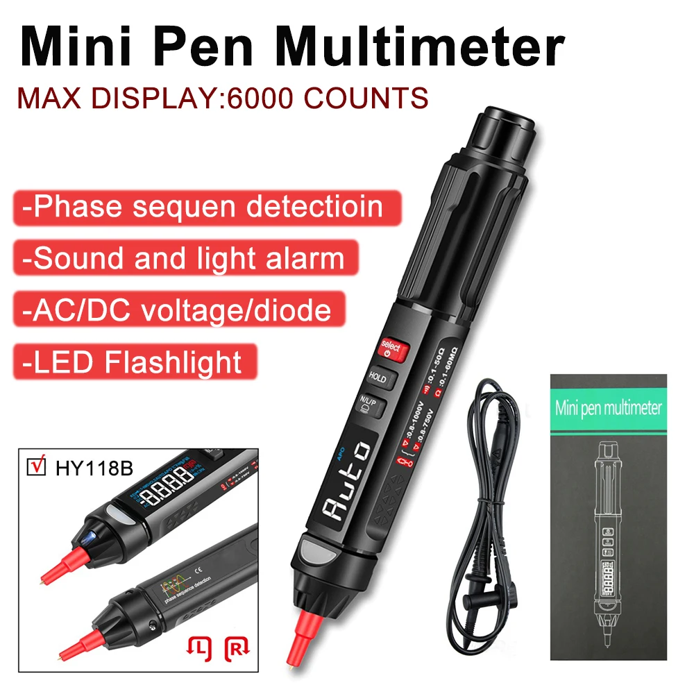 Portable Digital Multimeter Auto Intelligent Sensor Pen Tester 6000 Counts NonContact Voltage Meter Multimetre Polimetro | Инструменты