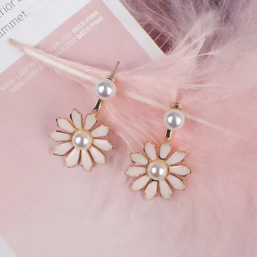 Pink Корейские милые абстрактные модные серьги-подвески в форме цветка свадебные геометрические ювелирные изделия подарок для любимой, подруги - Окраска металла: Pink