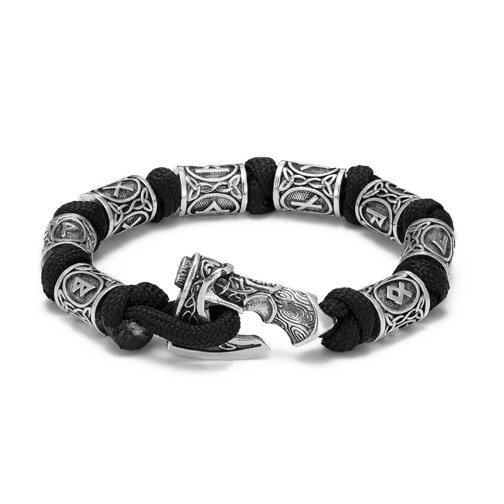 Norse Vikings Axes Bracelets Mjolnir Hammer Paracord Wristband Amulet Male Jewelry bracelet jewelry