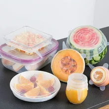 6 шт. универсальный чехол для кастрюли многоразовые растягивающиеся крышки силиконовые герметичные для сохранения свежести пищевая Крышка для емкостей сковорода кухонные аксессуары