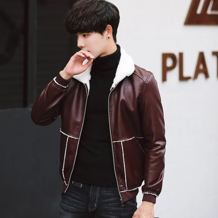 Buy 2019 New Autumn Winter Man Warm PU Casual Jackets Slim thick Fleece 3Colors Men Coat Male Leisure Quality Streetwear Outwear 5xl