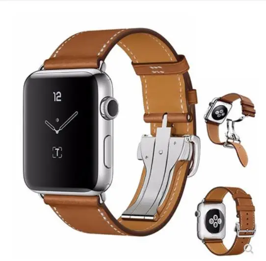 Ремешок из натуральной кожи для apple watch series 6/5/4/3/2/1 оригинальный браслет iwatch SE 38 42