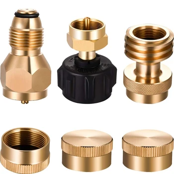 

Quality 1 Set of 6-Piece Propane Tank Adapter Kit, QCC1 1-Pound Propane Replenisher Connector, Gas Tank Pressure Reducing Valve,
