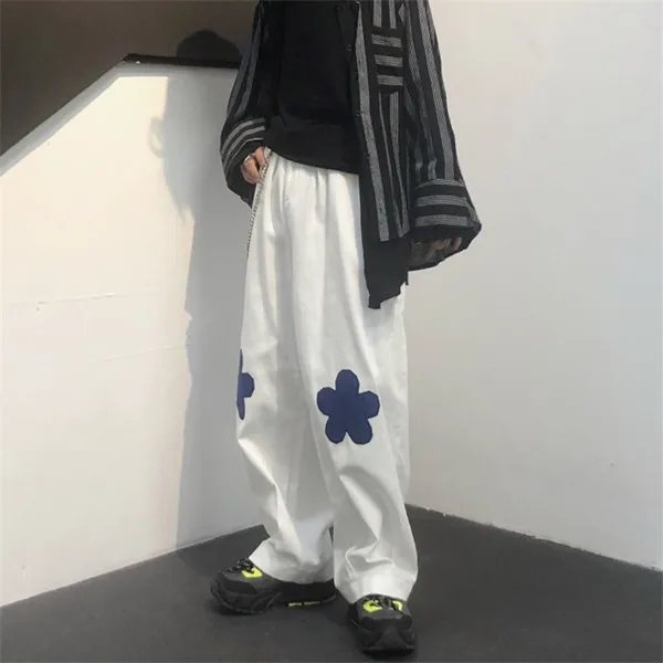 RUGOD Винтаж Harajuku клетчатые брюки женские вышитые цветы свободные брюки повседневные хлопковые брюки повседневные женские хлопковые брюки - Цвет: Бежевый