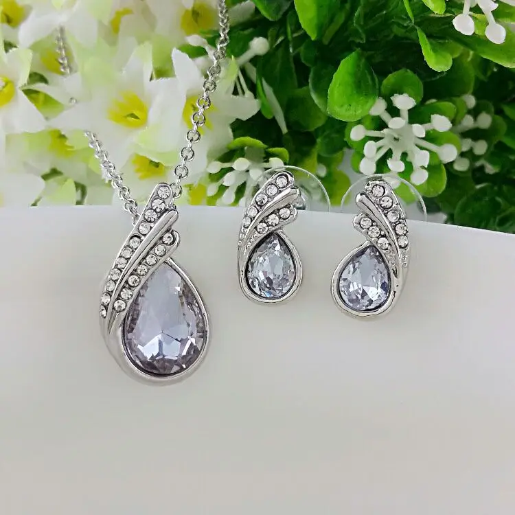 QiLeSen creazione luce ametista orecchini di pendente dei monili di cerimonia nuziale set 925 gioielli in argento sterling gemma gioielli s016