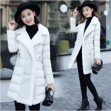 

2017 Winter New Products Korean-style Elegant I Slim Fit Slimming Mid-length Lambs Wool Joint WOMEN'S Cotton-padded Clothes Cott