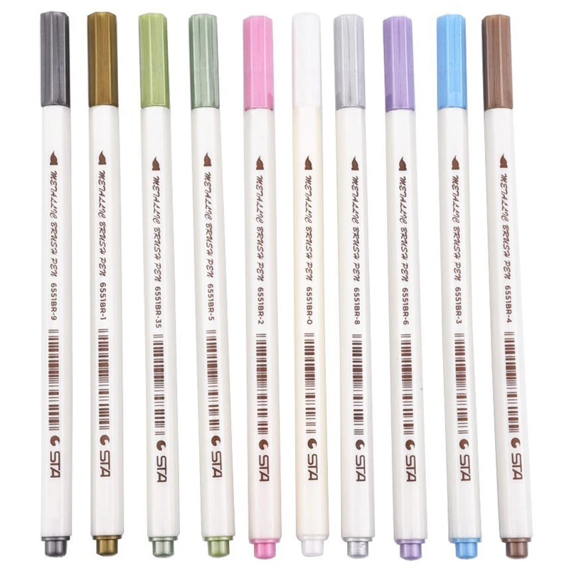 STA Fineliner Metallic Marker Pen pen marker color marker pens markers pen marker pens marker pen art marker pens felt tip markers metallic markers pens felt markers colored pens art markers 10 Colors Liner Felt-tip Pens Brush List Diary For Drawing School Stationery Art Supplies