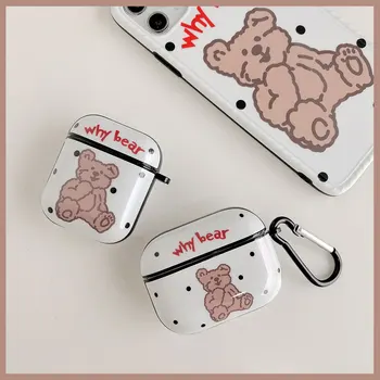

Airpods pro case cute why bear brown sweet animal lovely unique girl sister gift TPU soft plastic Airpods cover with hook