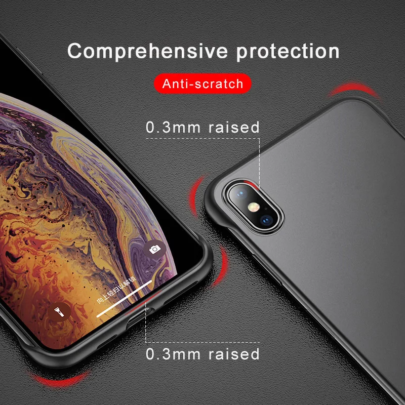Безрамный чехол для iPhone 7 прозрачный матовый жесткий телефона XR XS Max X 6 6s 8 Plus с