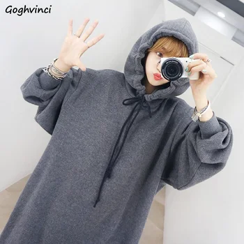 

Hoodies Women Solid Long Simple Loose Hooded All-match Solid Color Womens Thicker Elegant Hoodie Womens Casual Clothes Daily New