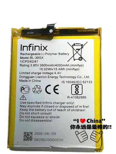 New 100% Original High Quality 3900mAh BL-39GX Battery For Infinix X608 X573 Mobile Phone | Мобильные телефоны и