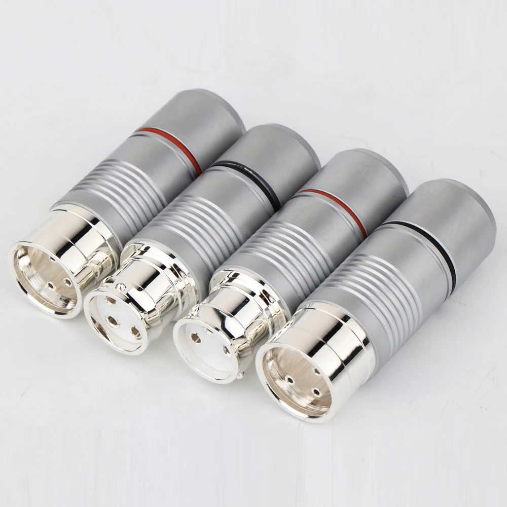 4Pcs XR1813 Hi-End 3 Pins XLR Connector Silver Plated Tellurium Copper Male Female Audio XLR Balance Plug