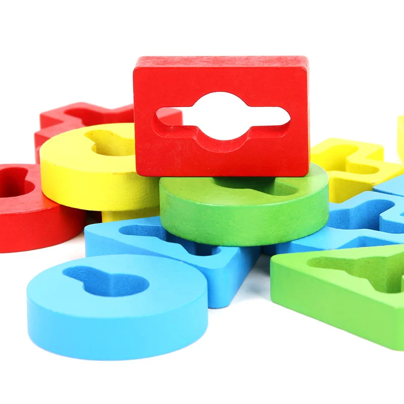 

Montessori Early Educational Teaching Aid Wooden Wisdom Geometric Shapes Four Sets Column Building Blocks Children Combination E