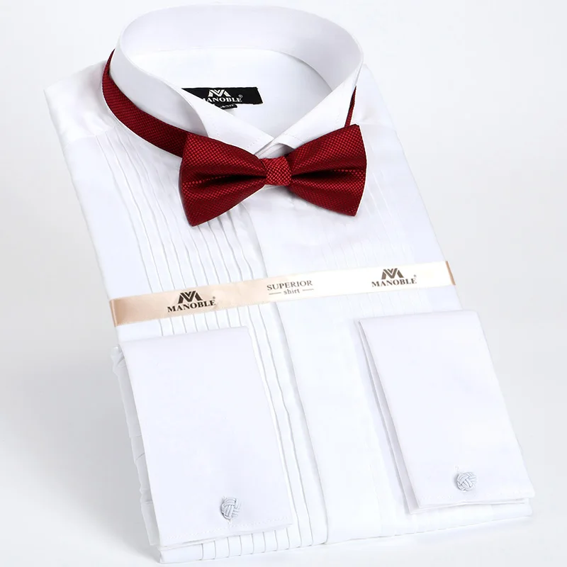 Men's Dress Shirt 2022 Brands New Fashion Regular Fit Cufflink Shirts Long Sleeve Wedding Dress Suits Shirts Solid Color