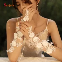 Белые туфли ручной работы с цветочным принтом длинные перчатки для невесты кружевные перчатки без пальцев женские Вечерние перчатки handschuhe hochzeit G100