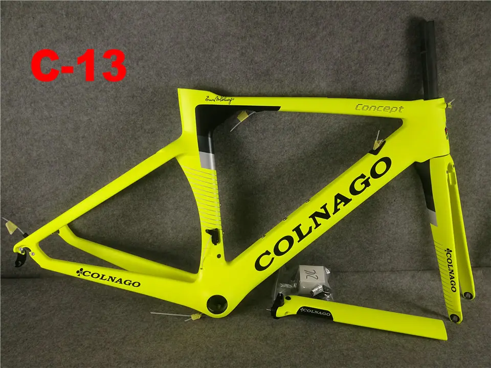 Зеленый Colnago концепция Топ карбоновая рама для велосипеда набор углеродных дорожных Рам BB386 Colnago руль Золотой логотип