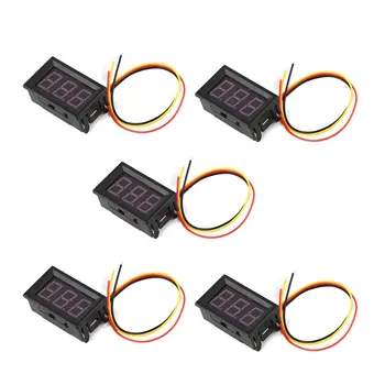 

5PCS 100V 0.56in 3 Wire LED Digital Display Panel Voltmeter Electric Voltage Meter Volt Tester for Auto Car MotorcycleGreen